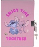 Užrašų knygutė linijomis su spynele PASO Disney Stitch, rožinė, A5, 96 lapai, 80 g