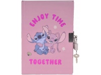 Užrašų knygutė linijomis su spynele PASO Disney Stitch, rožinė, A5, 96 lapai, 80 g