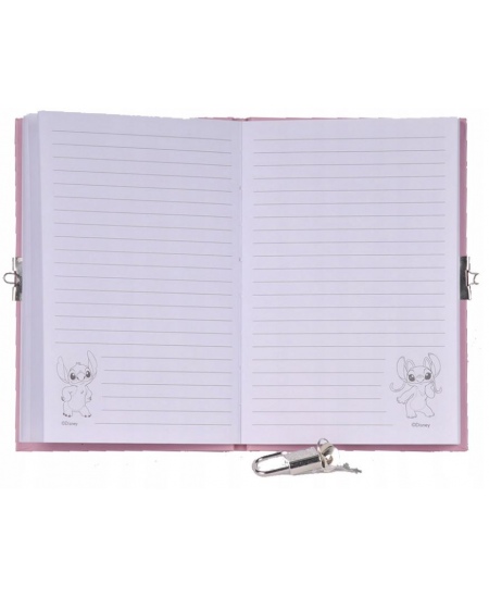 Užrašų knygutė linijomis su spynele PASO Disney Stitch, rožinė, A5, 96 lapai, 80 g