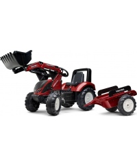 FALK Traktor Valtra Bordowy na Pedały z Przyczepką i Łyżką od 3 Lat