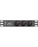 Lanberg Power Distribution Unit (PDU) 10" 1U 16A 2m 3x French Outlets | PDU-03E-0200-BK