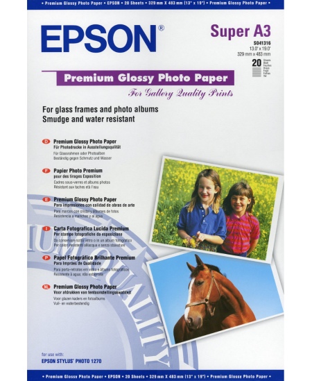 Epson Premium Glossy Photo Paper A3, 250g/m2, 20 sheets