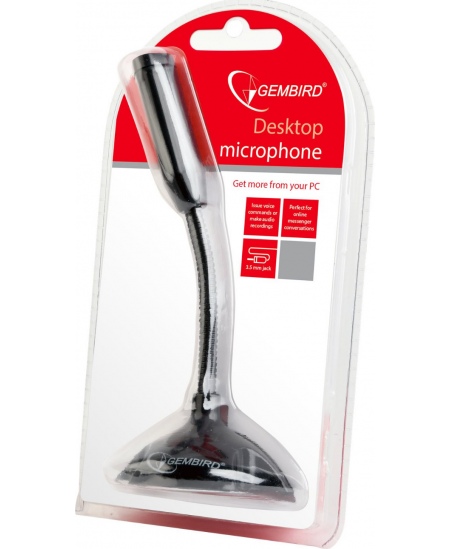 Gembird Desktop microphone MIC-D-02 3.5 mm, 3.5 mm audio plug, Black