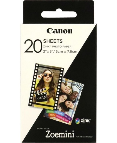 Canon 20 sheets ZP-2030 Photo Paper, White, 5 x 7.6 cm