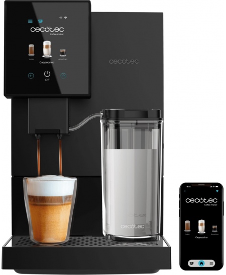 Cecotec Coffee Maker | Cremmaet Compactccino Connected | Pump pressure 19 bar | Built-in milk frother | Super-automatic | Black