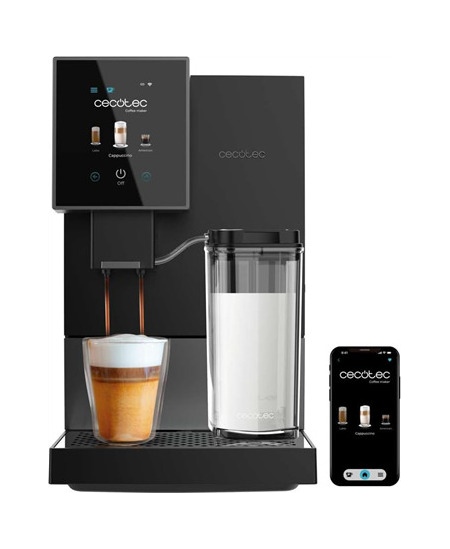 Cecotec Coffee Maker | Cremmaet Compactccino Connected | Pump pressure 19 bar | Built-in milk frother | Super-automatic | Black