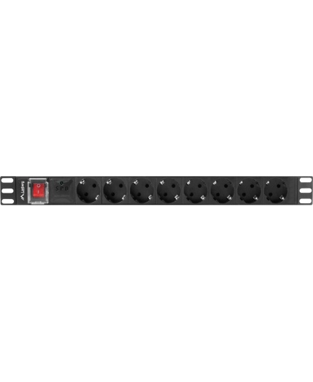 Lanberg Power Distribution unit (PDU) 19" 1U 16A 2m 8X Schuko oulets | PDU-08F-0200-BK