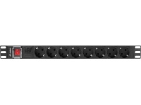 Lanberg Power Distribution unit (PDU) 19" 1U 16A 2m 8X Schuko oulets | PDU-08F-0200-BK