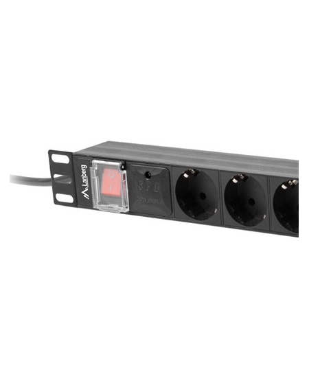 Lanberg Power Distribution unit (PDU) 19" 1U 16A 2m 8X Schuko oulets | PDU-08F-0200-BK