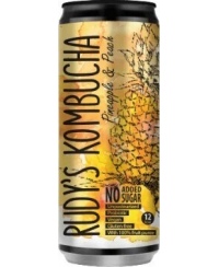 Gaivusis arbatos gėrimas RUDY'S Kombucha, ananasų ir persikų skonio, 0,33 l, skardinė D
