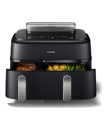 Philips | Dual Basket Airfryer | NA551/00 5000 Series | Power 2750 W | Capacity 9 L | RapidAir Plus and Air Steam | Black