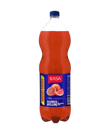 Gazuotas gaivusis gėrimas RASA raudonųjų apelsinų ir greipfrutų skonio, 2 l