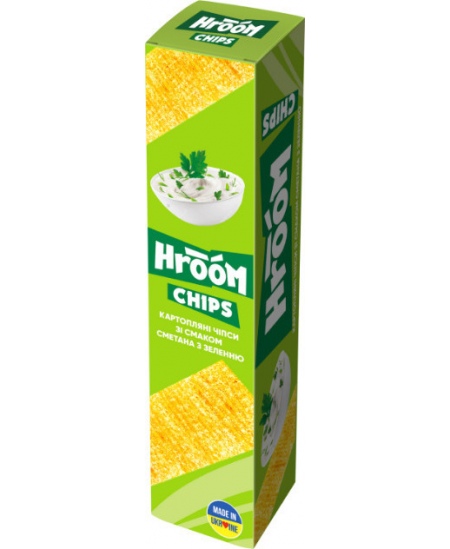 Bulvių traškučiai HROOM, jusotelėmis, grietinės ir žolelių skonio, 50 g