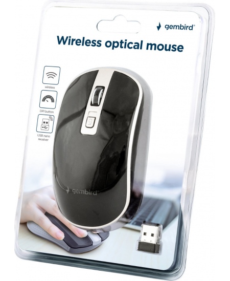 Gembird | Wireless Optical mouse | MUSW-4B-06-BS | Optical mouse | USB | Black
