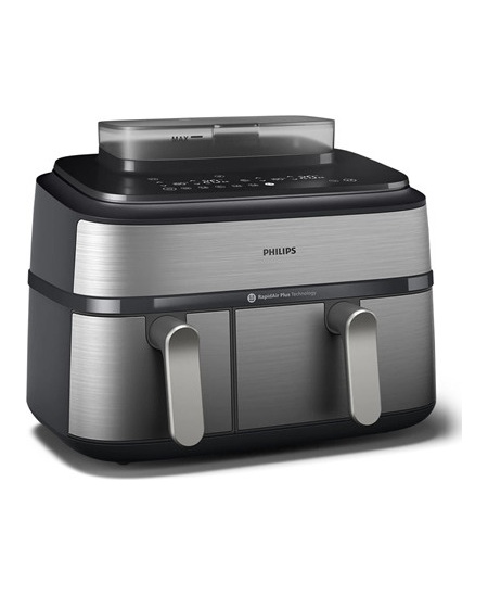 Philips Dual Basket Airfryer | NA555/00 5000 series | Power 2750 W | Capacity 9 L | RapidAir Plus | Silver