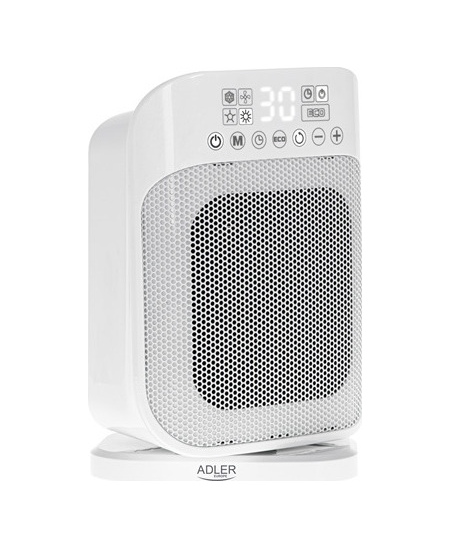 Adler Heater with Remote Control AD 7727 Ceramic, 1500 W, Number of power levels 2, Suitable for rooms up to 15 m², White