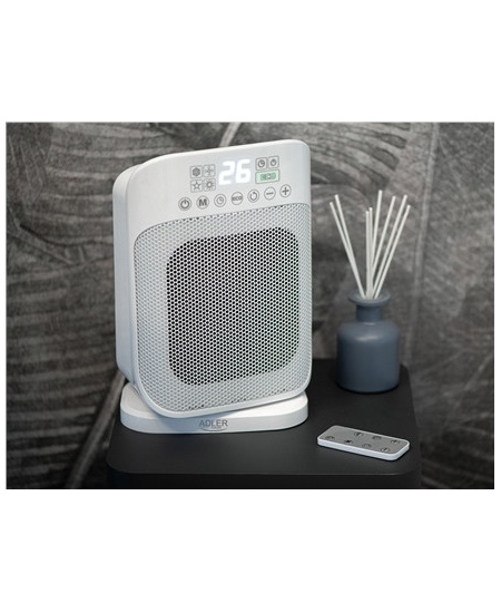 Adler Heater with Remote Control AD 7727 Ceramic, 1500 W, Number of power levels 2, Suitable for rooms up to 15 m², White