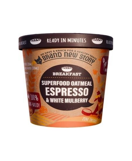 Greitai paruošiama avižinė košė su espresso kava ir baltuoju šilkmedžiu, 70 g