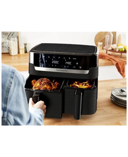 TEFAL Dual Easy Fry Essential Airfryer | EY901N | Power 2700 W | Capacity 8.3 L | Black