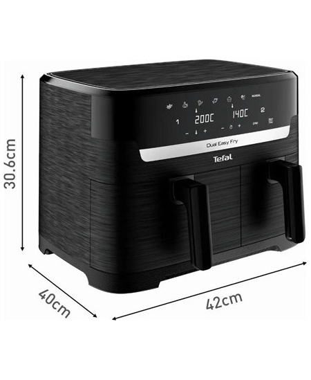 TEFAL Dual Easy Fry Essential Airfryer | EY901N | Power 2700 W | Capacity 8.3 L | Black