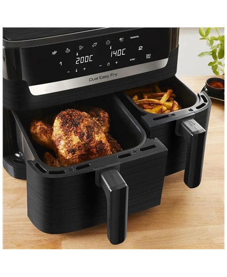 TEFAL Dual Easy Fry Essential Airfryer | EY901N | Power 2700 W | Capacity 8.3 L | Black