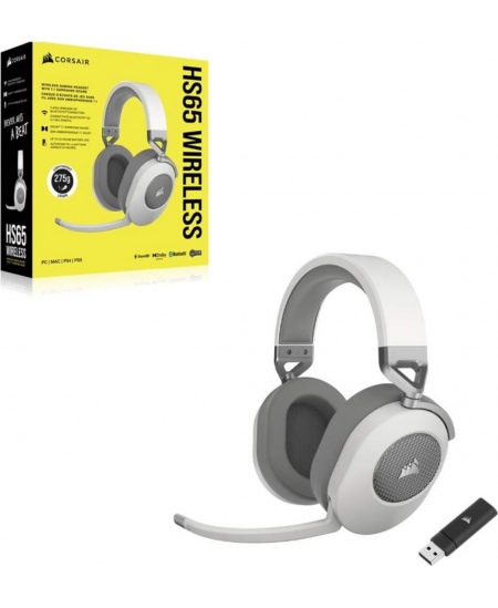 Corsair | Gaming Headset | HS65 | Wireless | Over-Ear | Microphone | Wireless | White