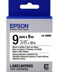 Epson LK-3WBW (C53S653007) Ženklinimo juostos kasetė, Strong Adhesive, Black on White 9mm, 9m