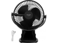 Adler Rechargeable Clip-on Desk Fan | AD 7342 | Table Fan | Black | Diameter 15.5 cm | Number of speeds 3 | Oscillation | 5 W