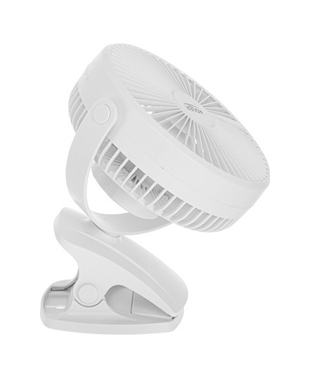Adler Rechargeable Clip-on Desk Fan | AD 7342 | Table Fan | White | Diameter 15.5 cm | Number of speeds 3 | Oscillation | 5 W