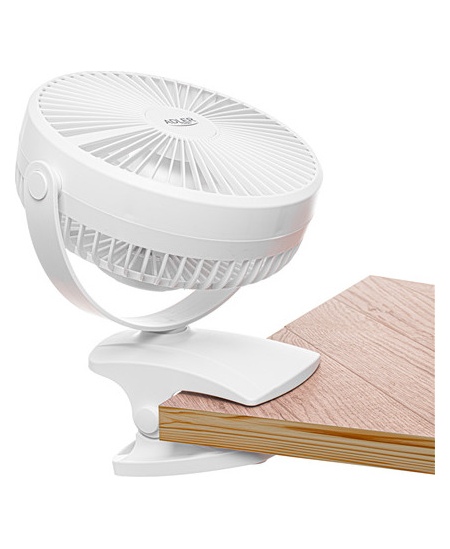 Adler Rechargeable Clip-on Desk Fan | AD 7342 | Table Fan | White | Diameter 15.5 cm | Number of speeds 3 | Oscillation | 5 W