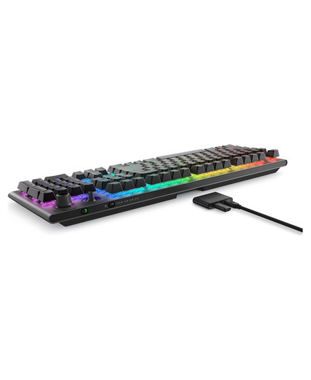 Dell Alienware Tri-Mode AW920K Wireless Gaming Keyboard, RGB LED light, US, Wireless, Dark Side of the Moon, Bluetooth, Numeric 