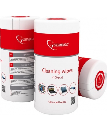 Gembird CK-WW100-01 Cleaning wipes, 100 pcs, LCD and TFT Screens
