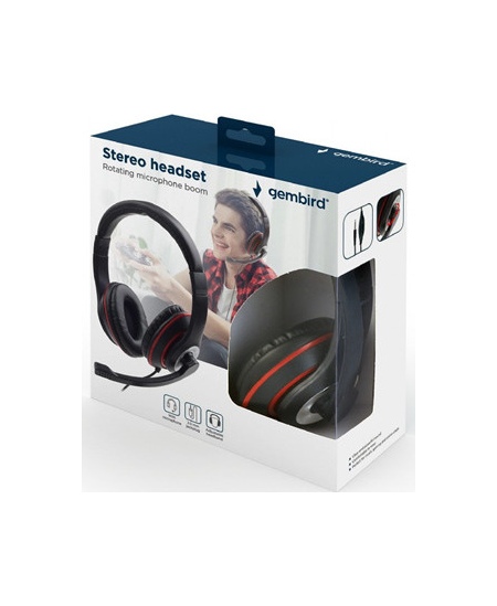 Gembird | Stereo headset | MHS-03-BKRD | On-Ear | Built-in microphone | 3.5 mm