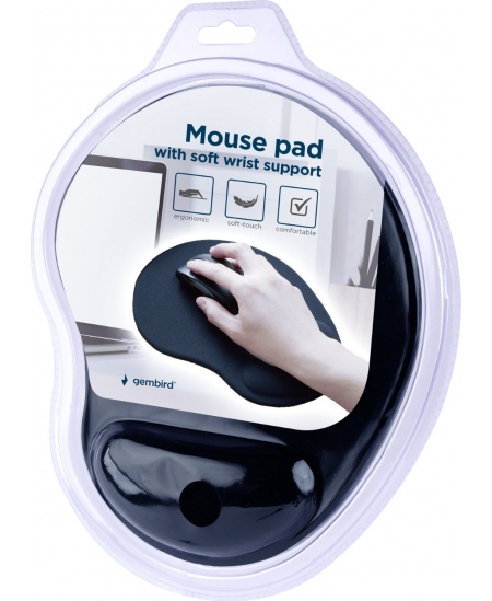 Gembird | Mouse Pad with Soft Wrist Support | MP-ERGO-01 | 240 x 200 x 4 mm | Black