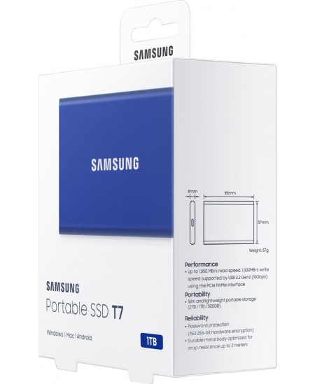 Samsung Portable SSD T7 1000 GB, USB 3.2, Blue