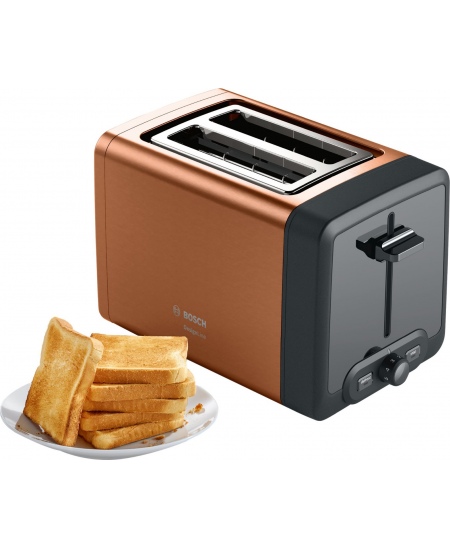 Bosch DesignLine Toaster TAT4P429 Power 970 W, Number of slots 2, Housing material Stainless Steel, Copper/Black