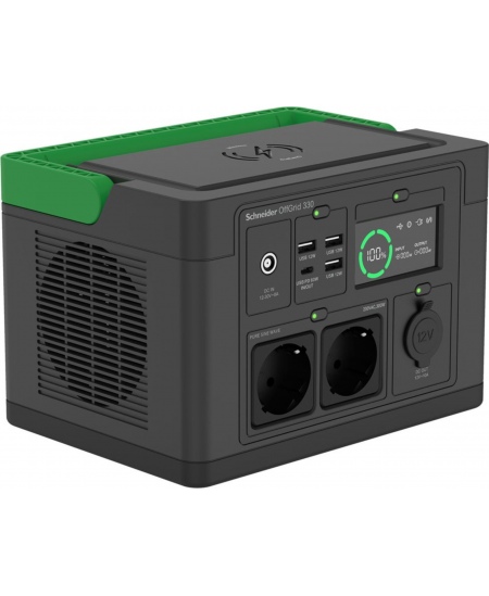 APC OffGrid Portable Power Station 330, 230V, 332Wh Lithium-ion, LCD, 2 CEE 7/3 Schuko outlets, Sinewave, 3 USB-A, 1 USB-C, Wire