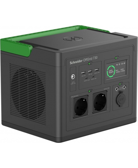 APC OffGrid Portable Power Station 730, 738Wh Lithium-ion, LCD, 2 CEE 7/3 Schuko outlets, Sinewave, 3 USB-A, 2 USB-C, Wireless C