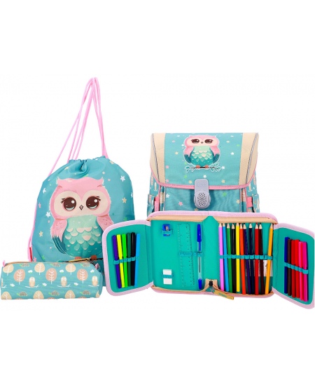 Kuprinė su priedais ABC123 Owl, Flexi, 4 dalių