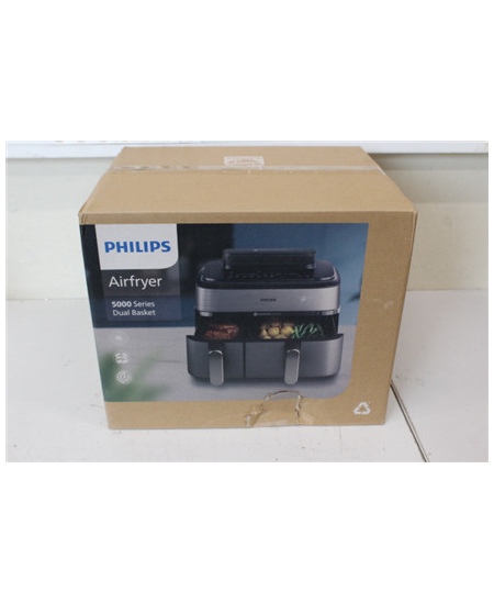 SALE OUT. Philips NA555/00 Dual Basket Airfryer 5000 Series, 9 L, Stainless Steel/Black | Philips Dual Basket Airfryer | NA555/0
