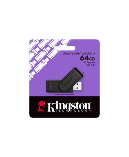 Kingston USB Flash Drive | DataTraveler Exodia S | 64 GB | USB 3.2 Gen 1 | Black