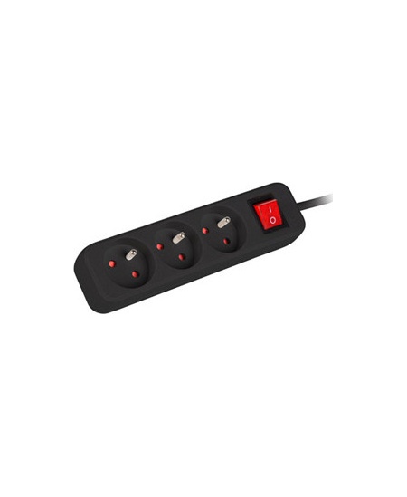 Lanberg Cable Power Strip, 3X French Outlets with Switch, Quality-Grade Copper, 1.5 m | PS1-03E-0150-BK