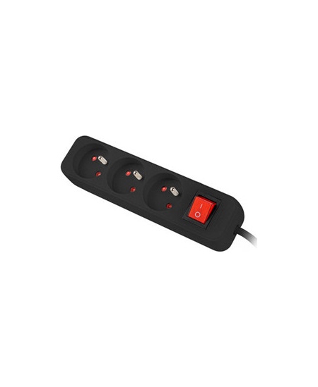 Lanberg Cable Power Strip, 3X French Outlets with Switch, Quality-Grade Copper, 1.5 m | PS1-03E-0150-BK