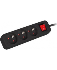 Lanberg Cable Power Strip, 3X French Outlets with Switch, Quality-Grade Copper, 3 m | PS1-03E-0300-BK