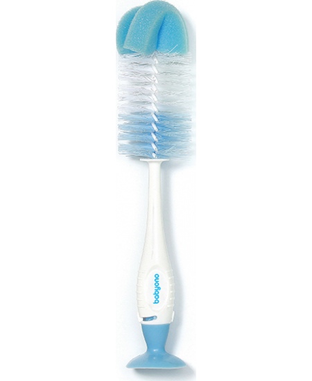 Buteliukų ir žindukų šepetys su kempinėle ir siurbtuku, mėlynas