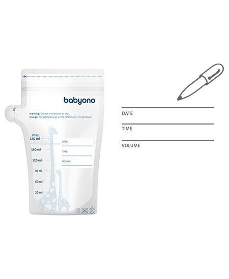 BabyOno maišeliai motinos pienui laikyti užšaldyti 30 vnt.x180 ml, 1084
