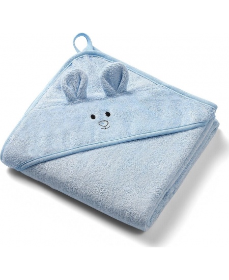 Bambukinis rankšluostis su gobtuvu BABYONO, 100x100, mėlynas 
