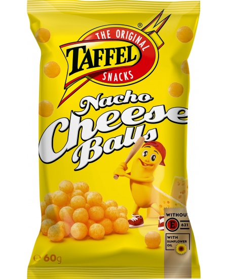 Kukurūzų traškučiai TAFFEL, Nacho Cheese Balls, 60g