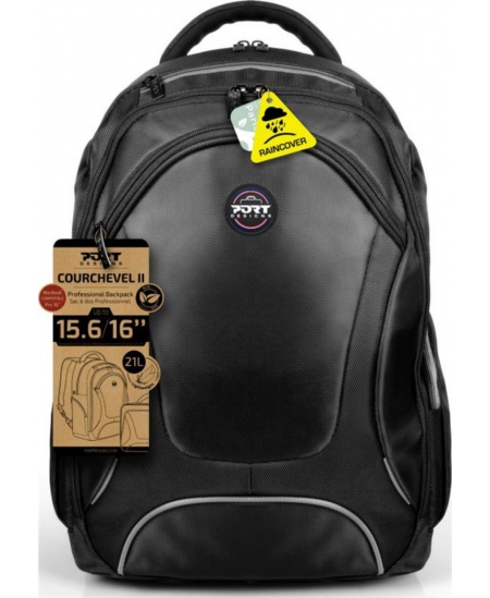 Port Designs Courchevel Fits up to size 15.6 ", Black, Waterproof cover, Shoulder strap, Backpack
