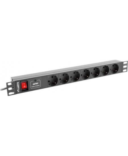 Lanberg | Power Distribution unit (PDU) 19" 1U 10A 2M 7X Schuko Outlets | PDU-07F-0200-IEC-BK